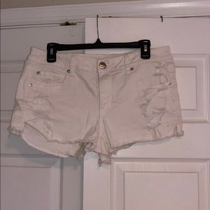 White American eagle cut off shorts